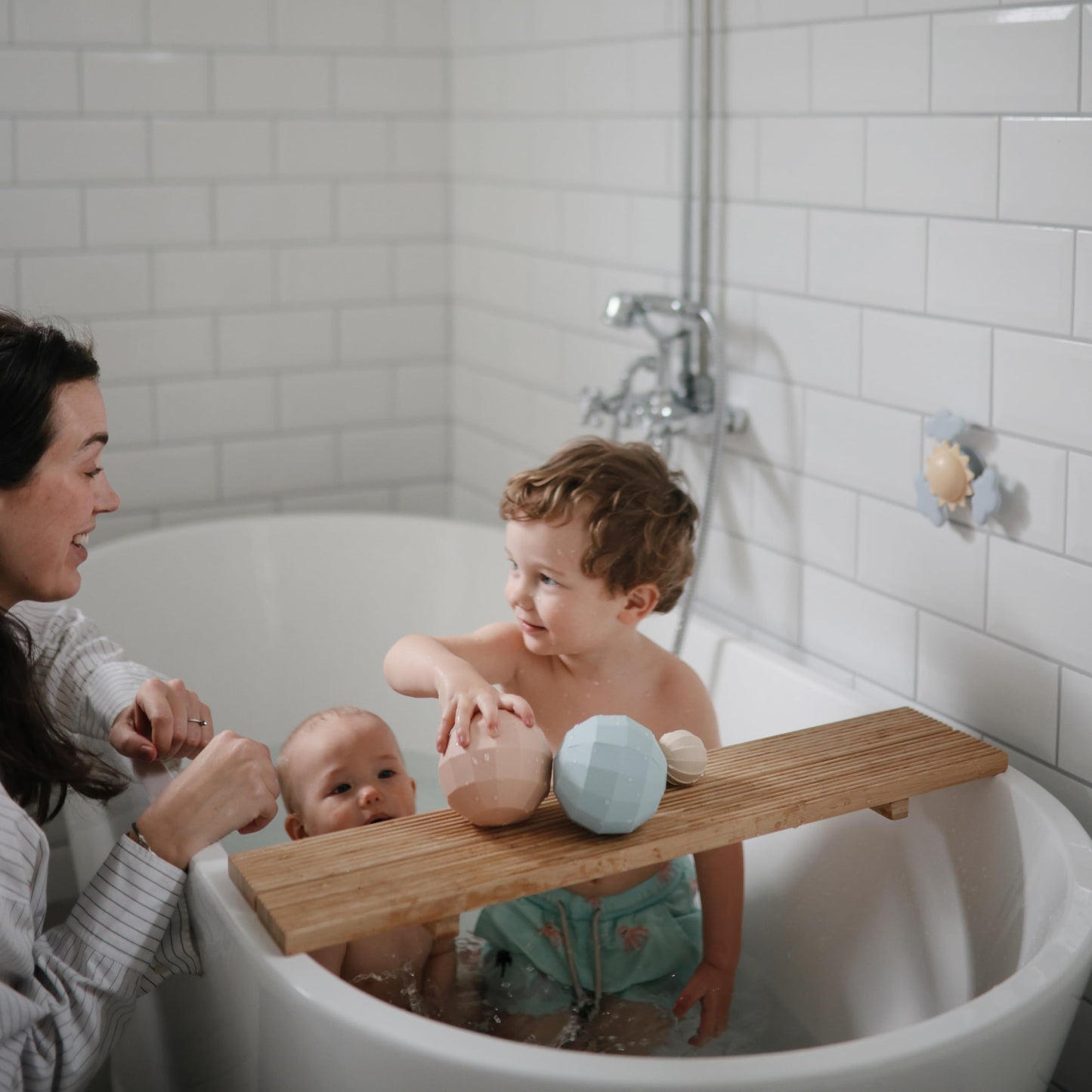 Mushie Silicone Nesting Spheres Sensory Toy — Blush (Pack of 3)