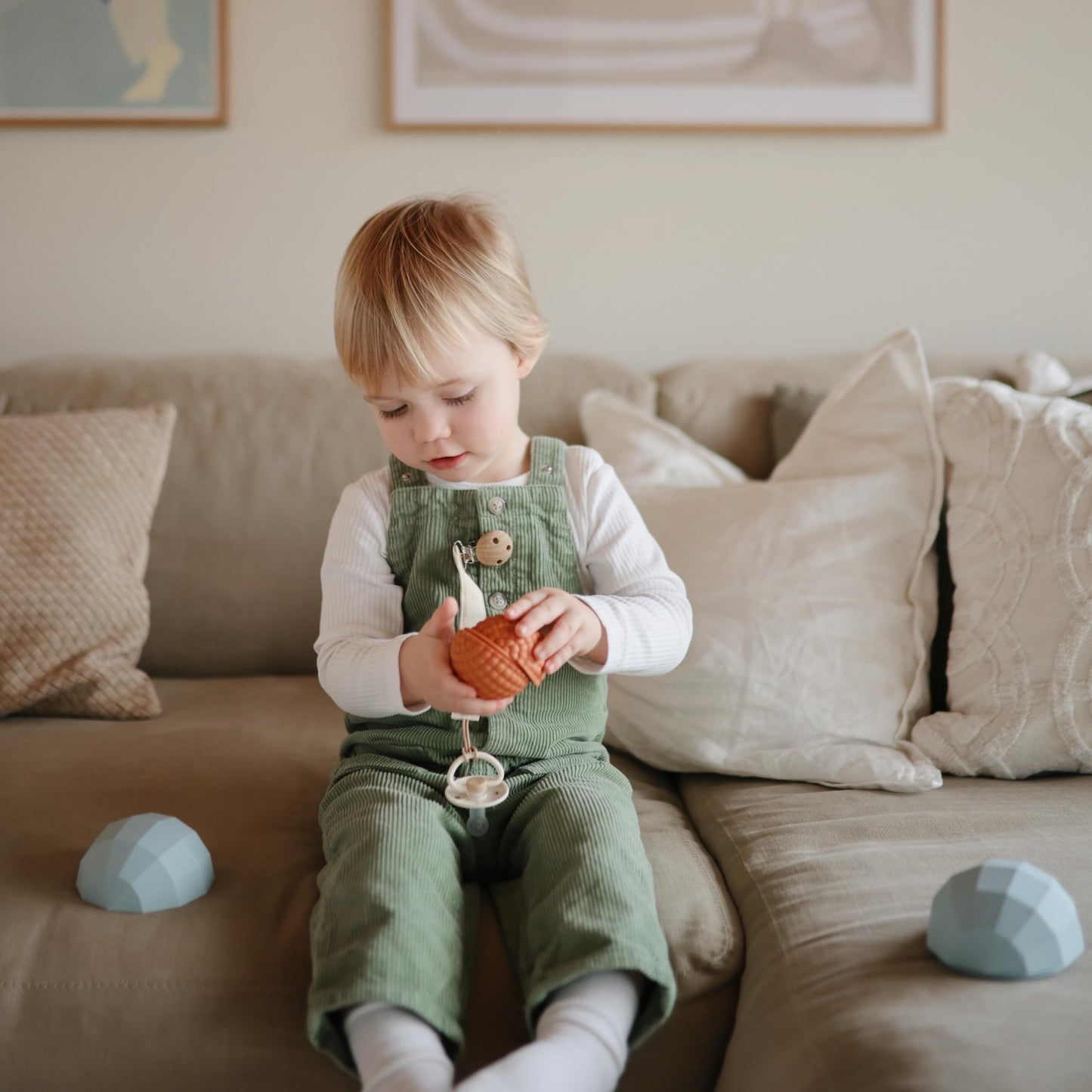 Mushie Silicone Nesting Spheres Sensory Toy — Blush (Pack of 3)