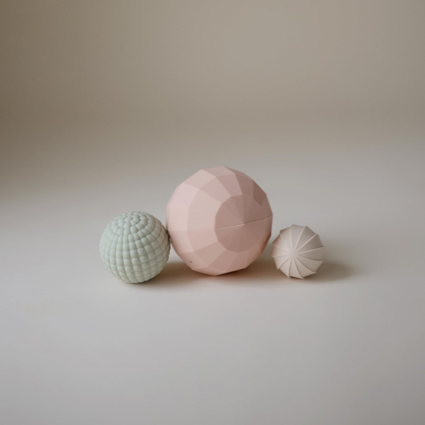 Mushie Silicone Nesting Spheres Sensory Toy — Blush (Pack of 3)