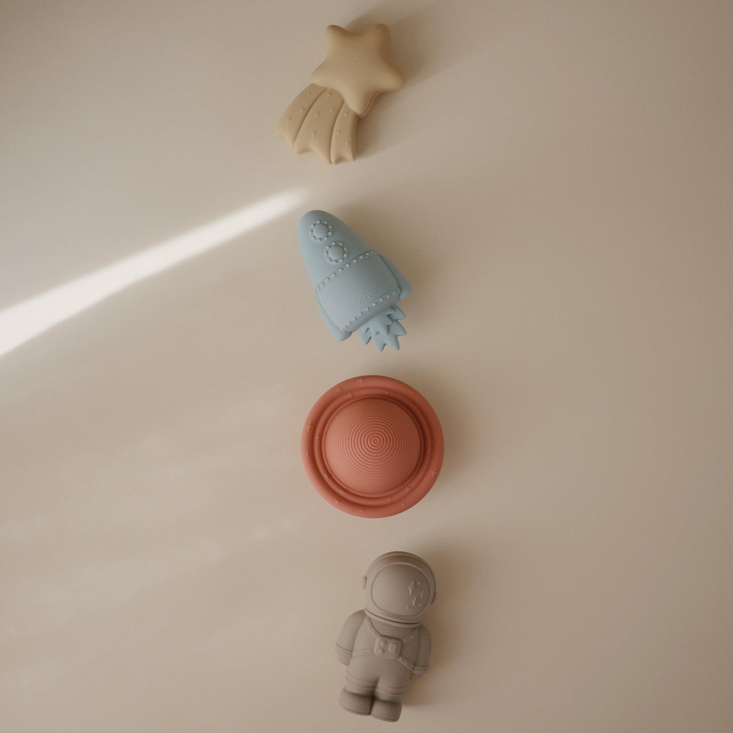 Mushie Space Bath Toys Play Set for Toddlers | 100% Food Grade Silicone | Mold-Free | Pack of 4