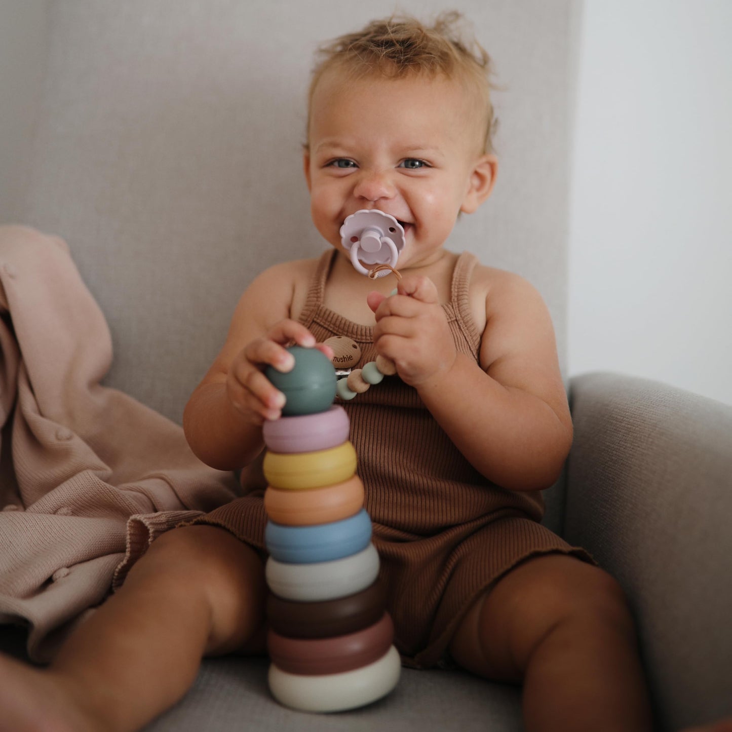 Mushie Stacking Rings Toy – Danish-Made Rustic Hygge Collection
