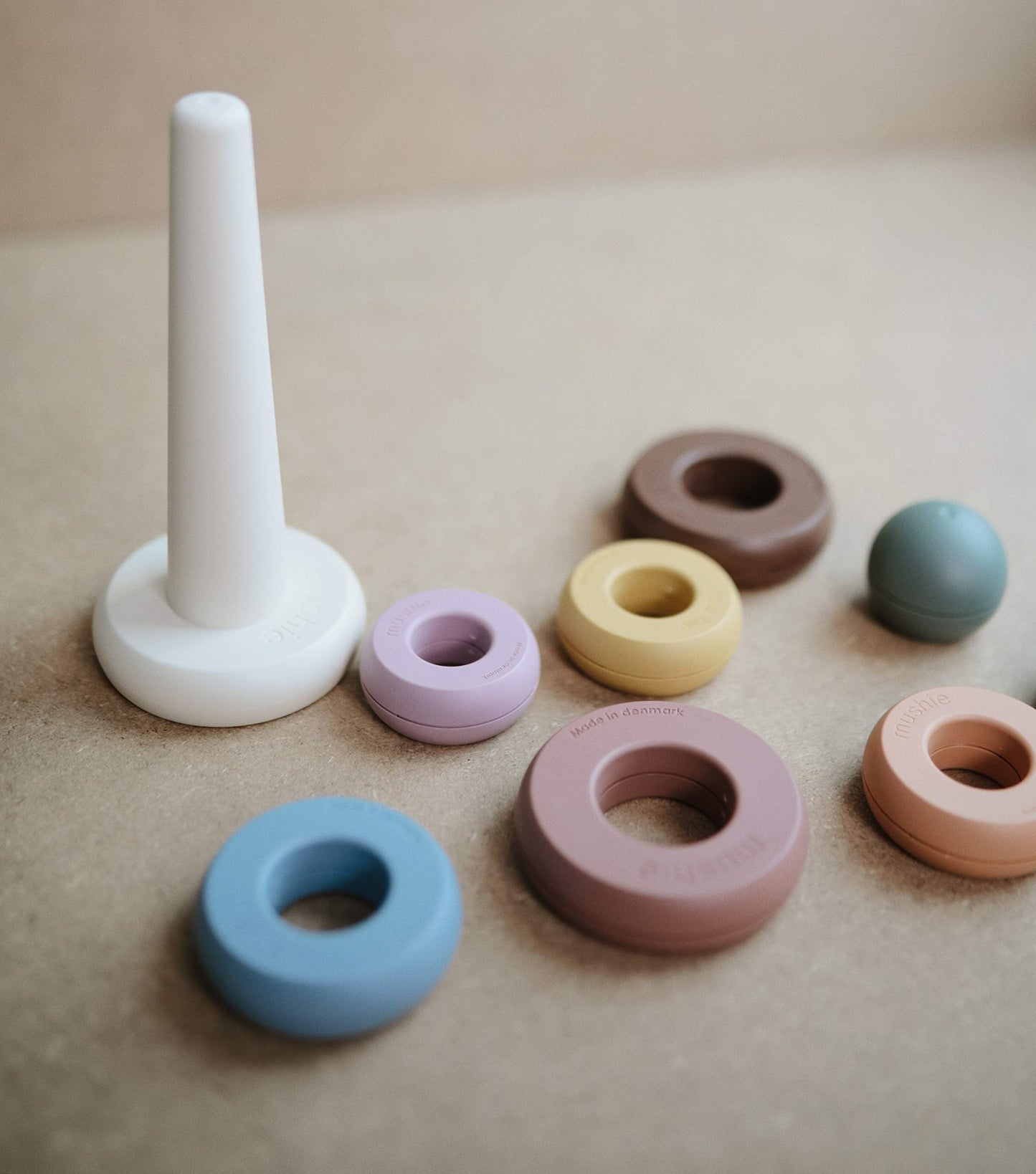 Mushie Stacking Rings Toy – Danish-Made Rustic Hygge Collection