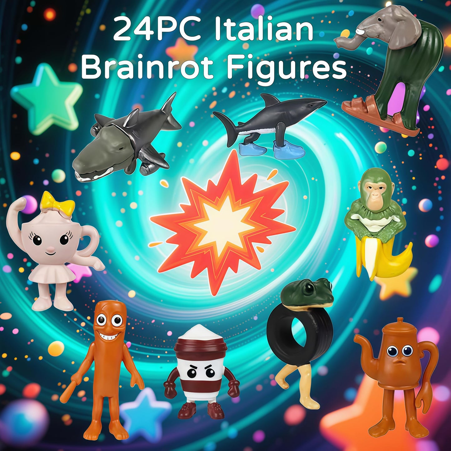 Mushplushies Italian Brainrot Toys – 48 PCS, 1.8-inch Tralalero Tralala Figures, Sahur Doll & Party Favors