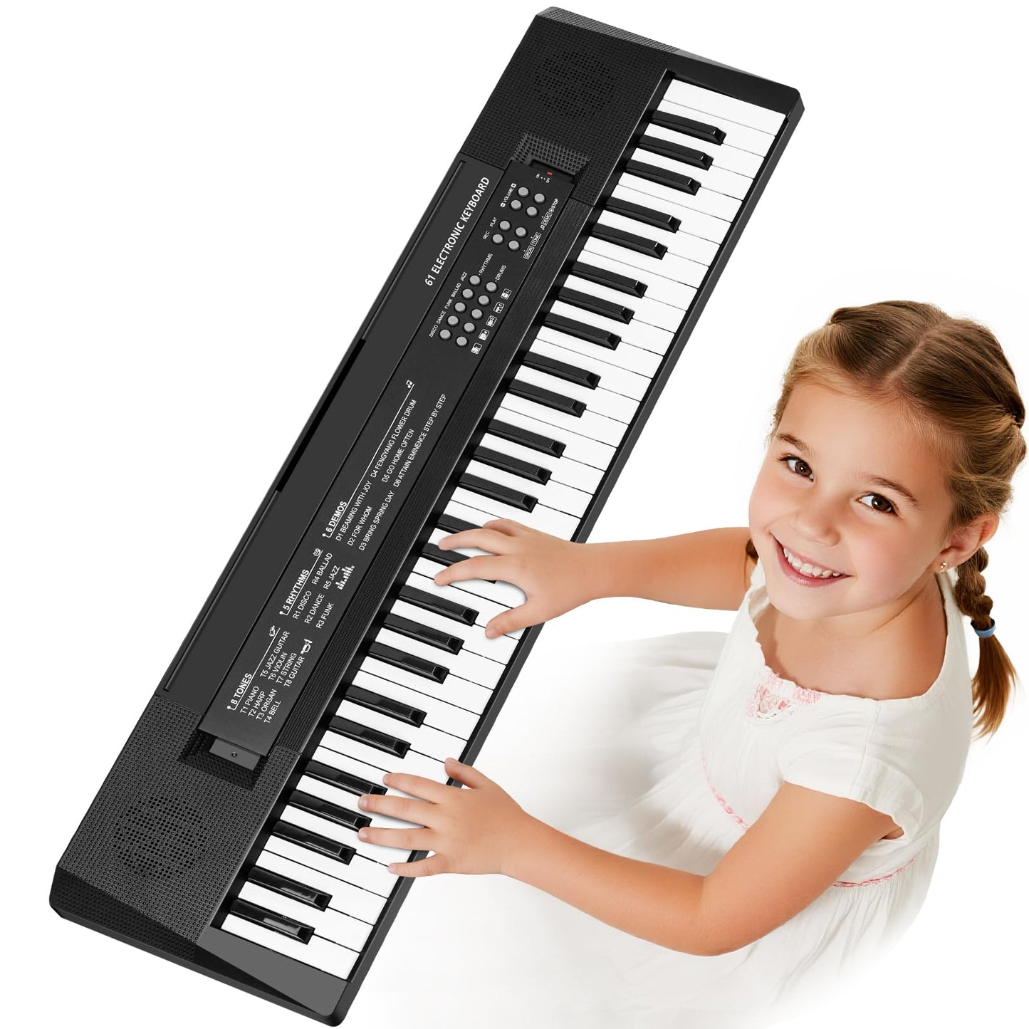 MusicForset 61 Keys Kids Piano Keyboard Toy with Mic – Portable Electronic Keyboard for Beginners