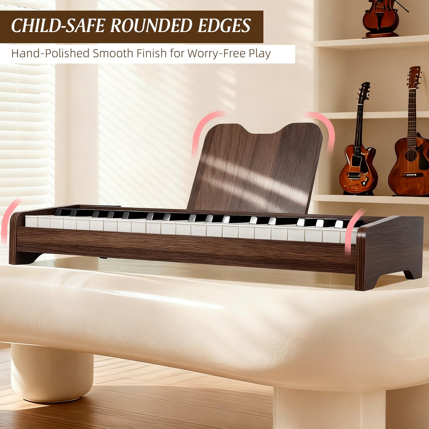 MusicForset Kids Wooden Piano Keyboard — 37 Keys & Stand, Ages 3+