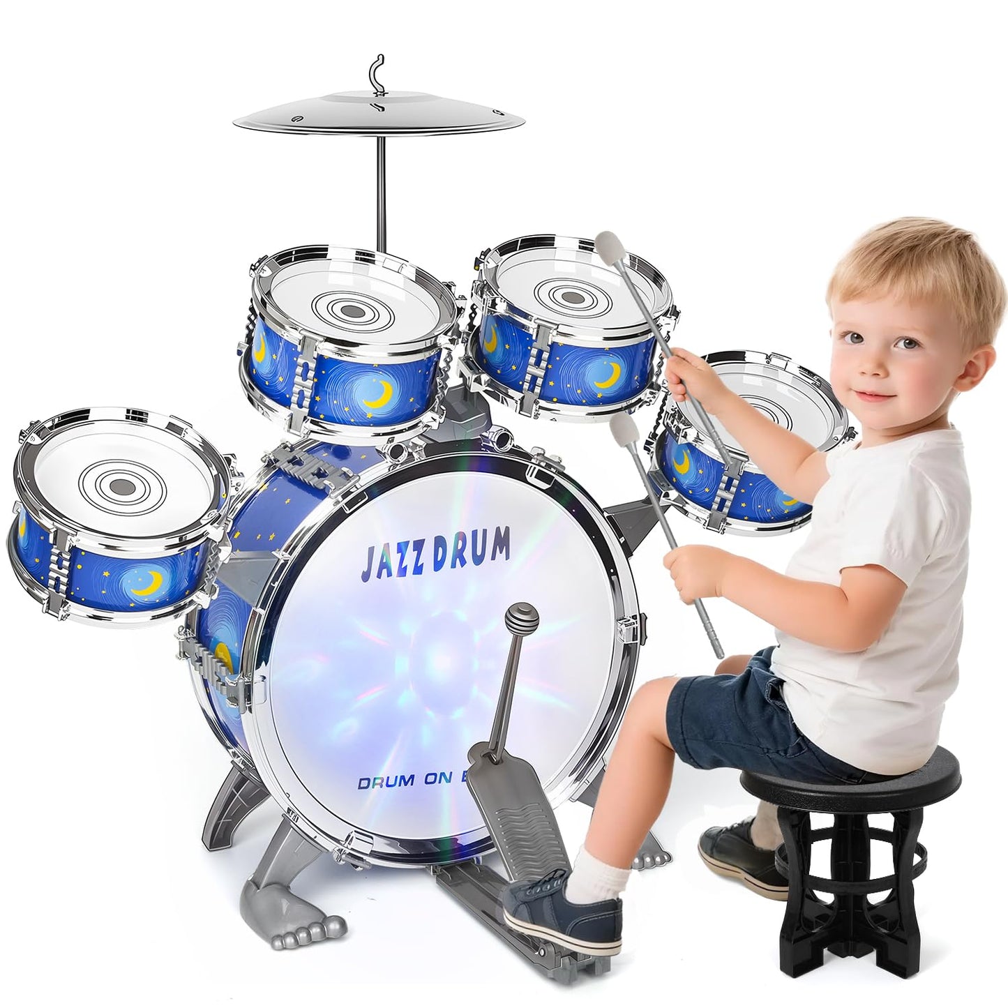 MusicForset Kids Drum Set for Toddlers – Fun Gift with Stool (Ages 2-5)
