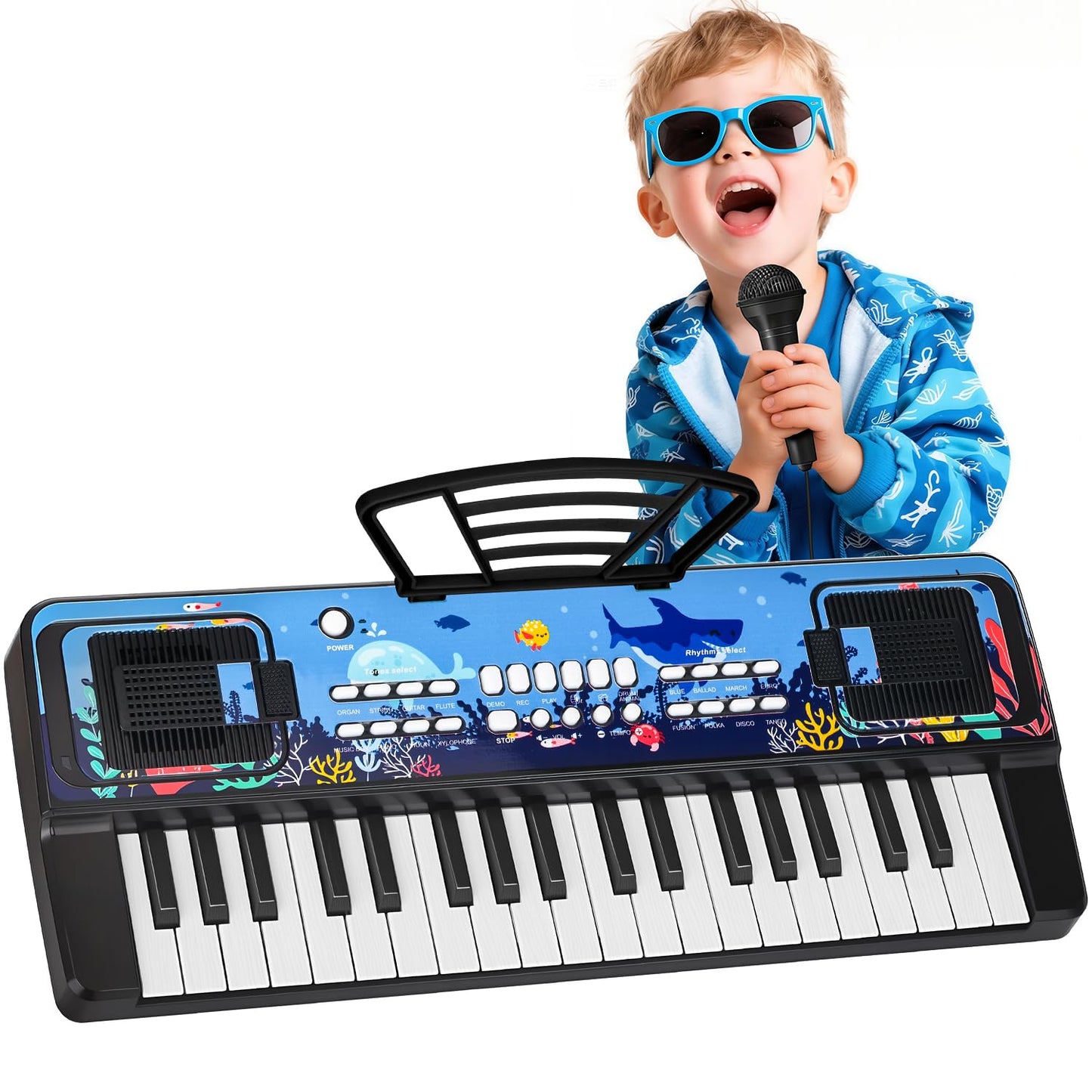 MusicForset Upgraded 37-Key Kids Keyboard with Microphone – Portable Piano Toy for Toddlers 3-6 (Black)