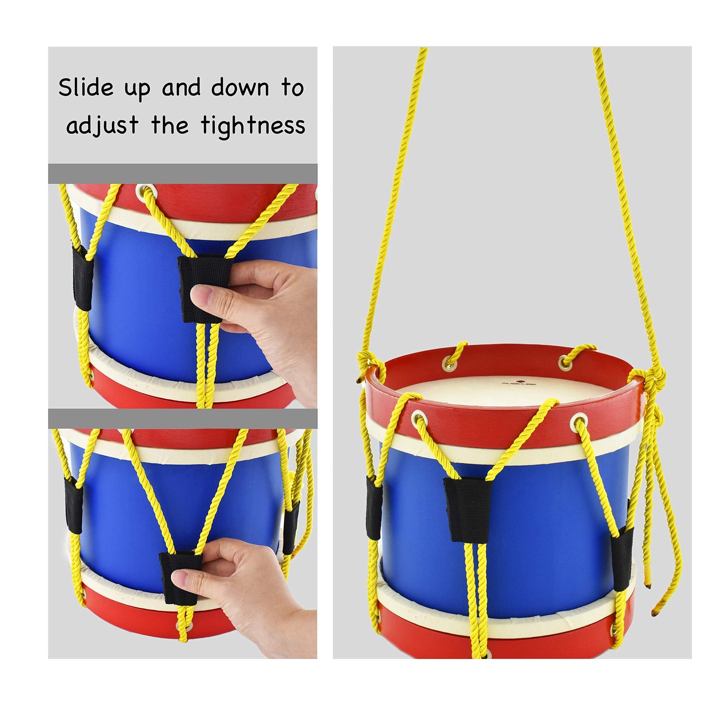 Musicube Kids 8-Inch Drum Set with Adjustable Strap & Wooden Sticks – Safe Fun Gift