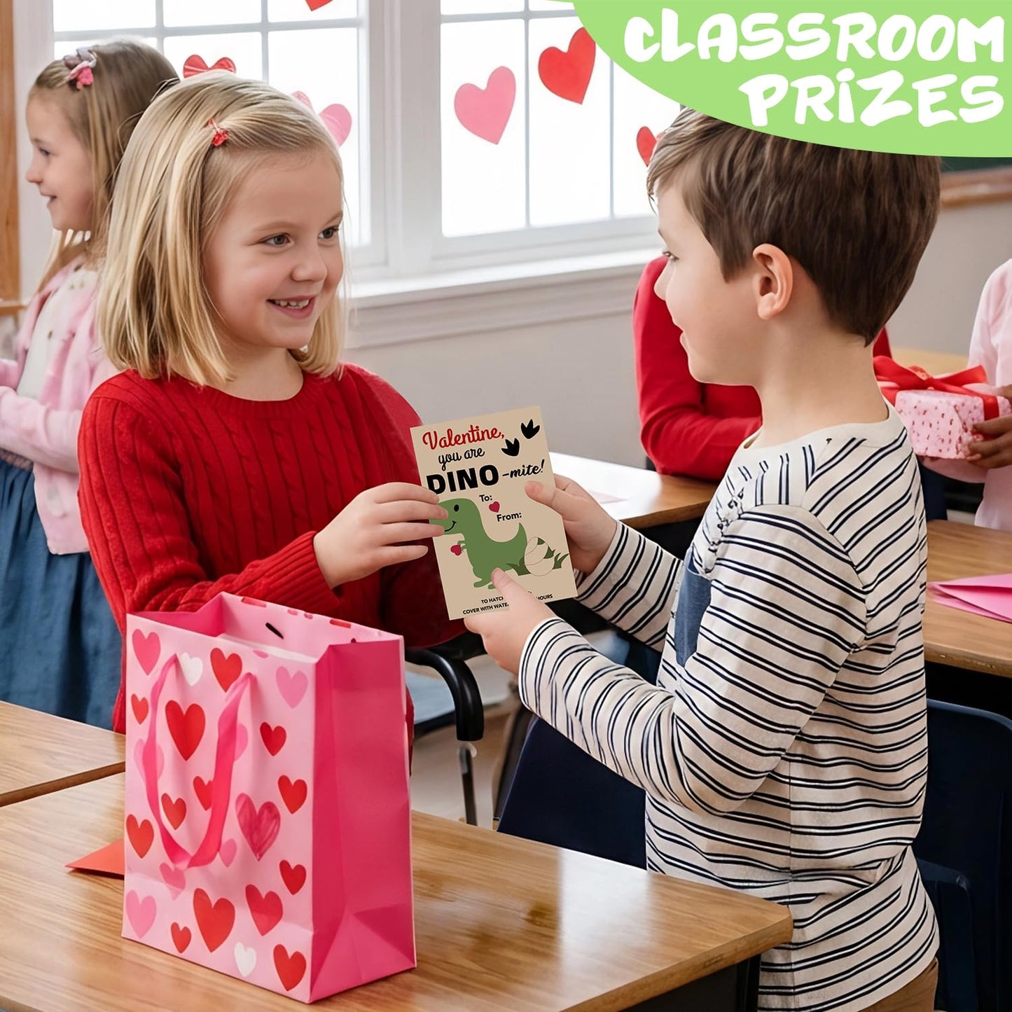 Musinote Valentines Day Gifts for Kids – 24 Pack Hatching Dinosaur Eggs & Cards
