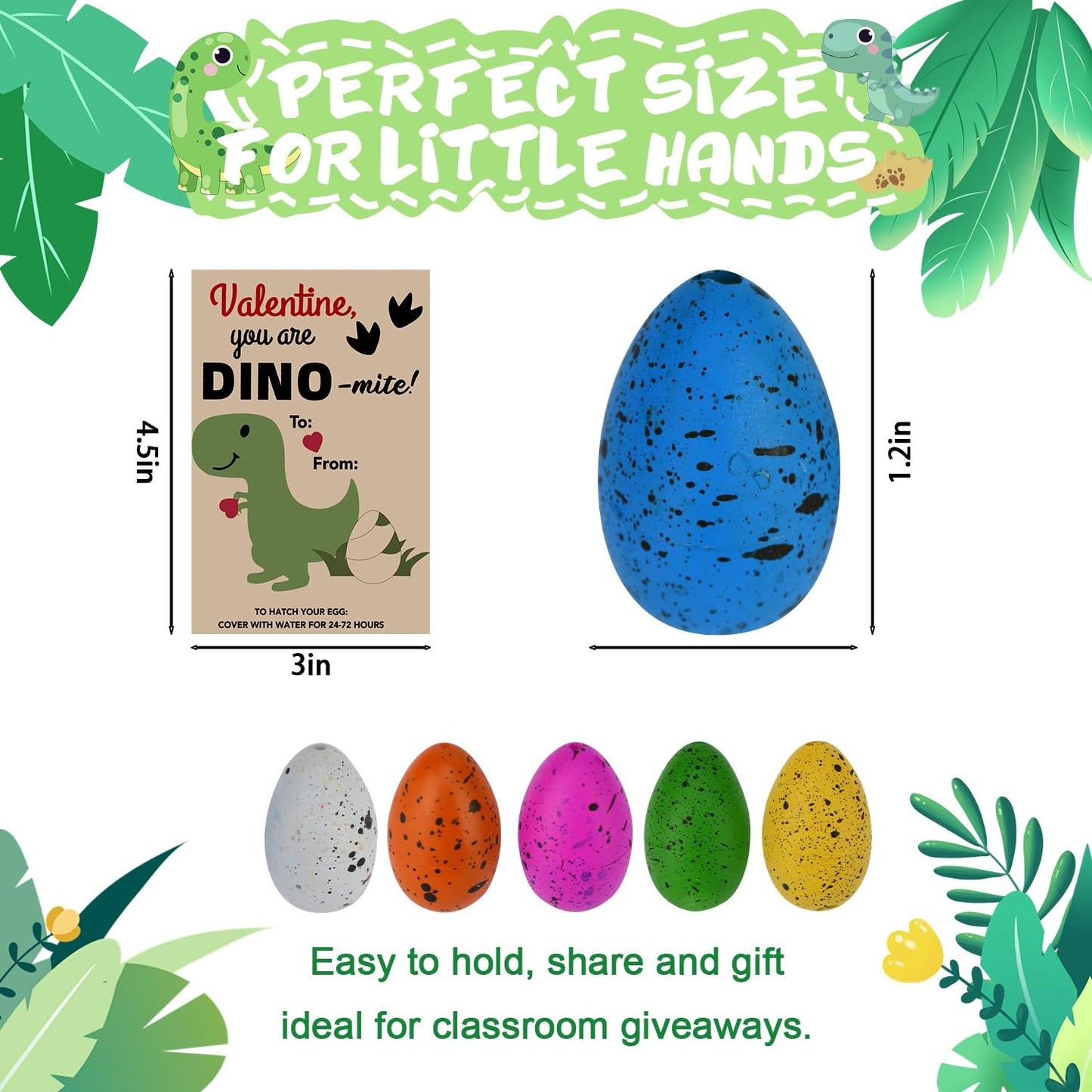 Musinote Valentines Day Gifts for Kids – 24 Pack Hatching Dinosaur Eggs & Cards