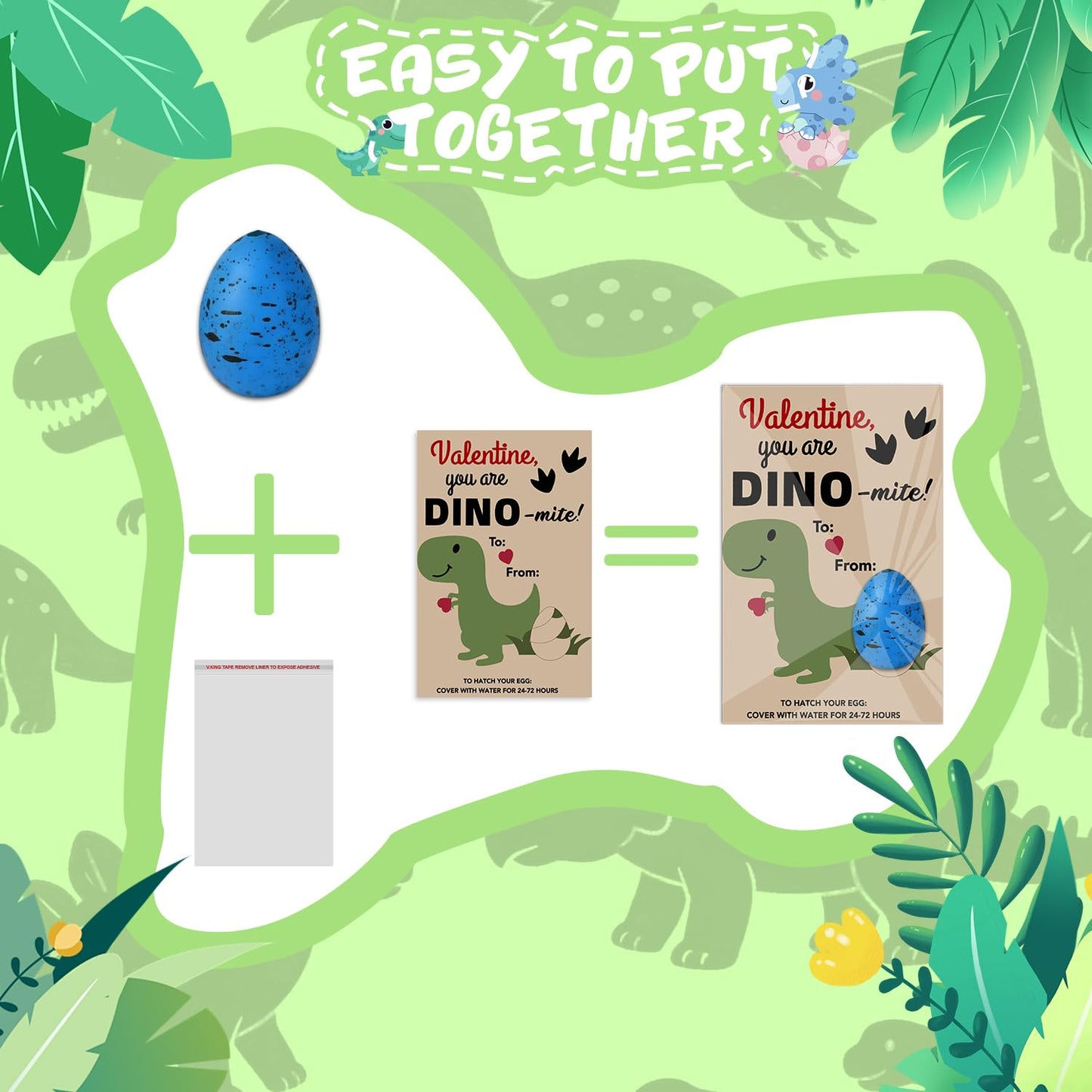 Musinote Valentines Day Gifts for Kids – 24 Pack Hatching Dinosaur Eggs & Cards