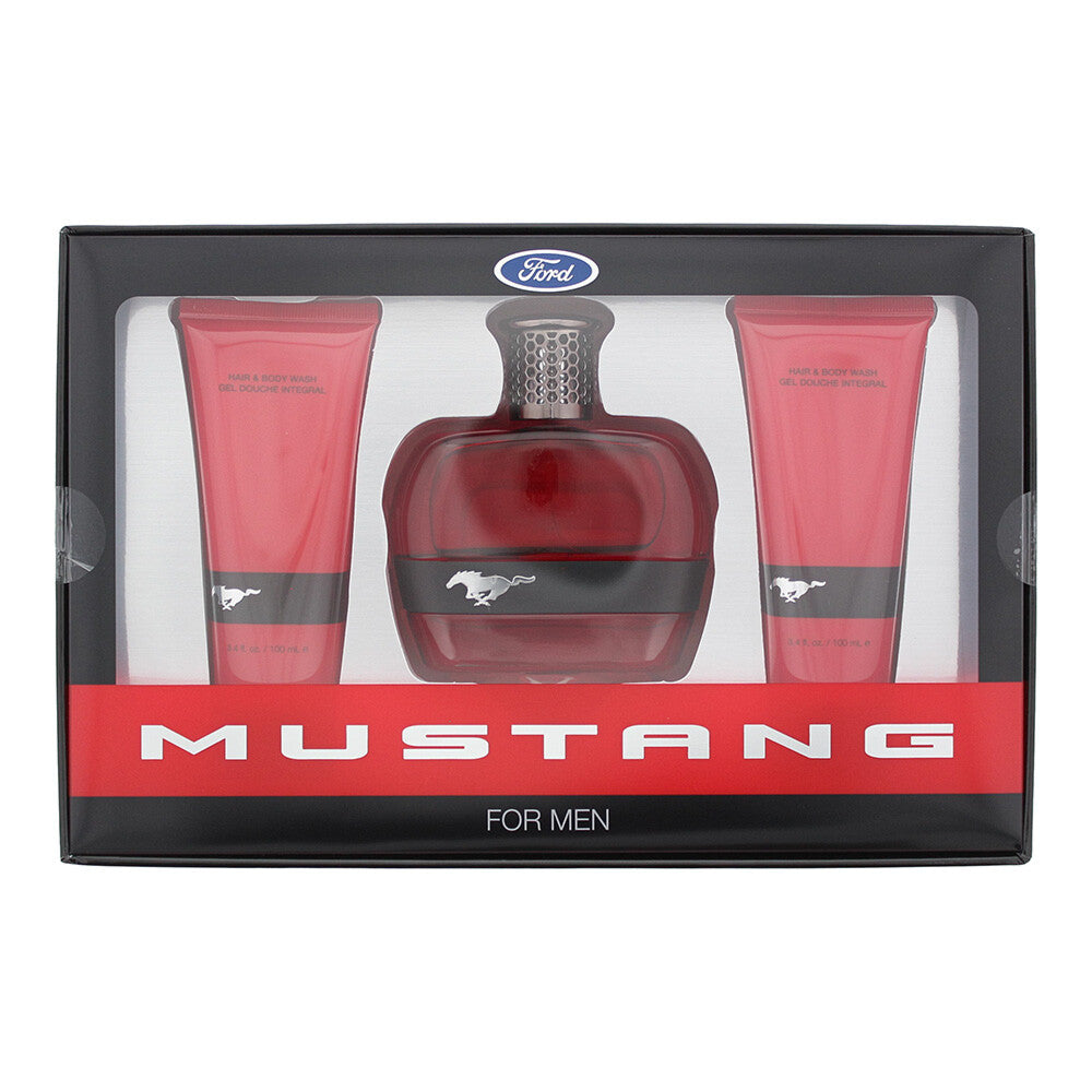 Mustang Red Gift Set 100ml EDT + 100ml Aftershave Balm + 100ml Body Wash Men's Fragrance