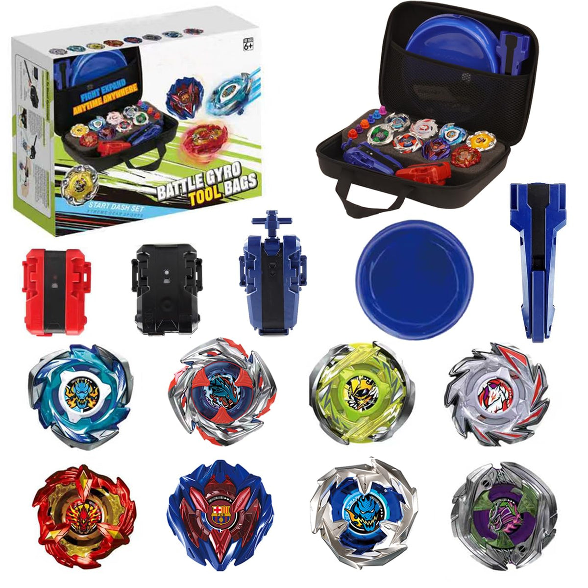 MUSTYBELT Battling Top Burst Gyro Set – 8 Tops & 2 Launchers for Kids 6+