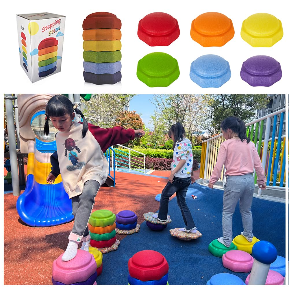 Mutasui Balance Stepping Stones for Kids — 6pc Set | Sensory Play & Balance Practice