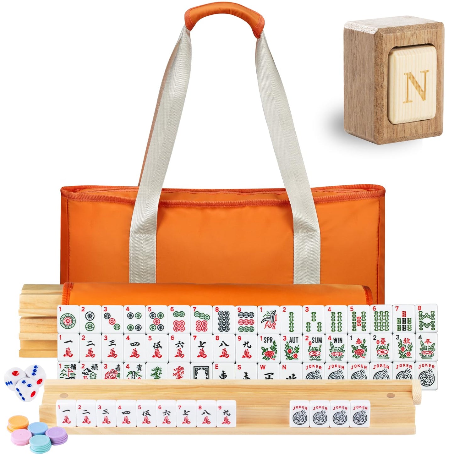 MUTEX American Mahjong Game Set – 166 Tile Premium Mahjong with Travel Orange Bag