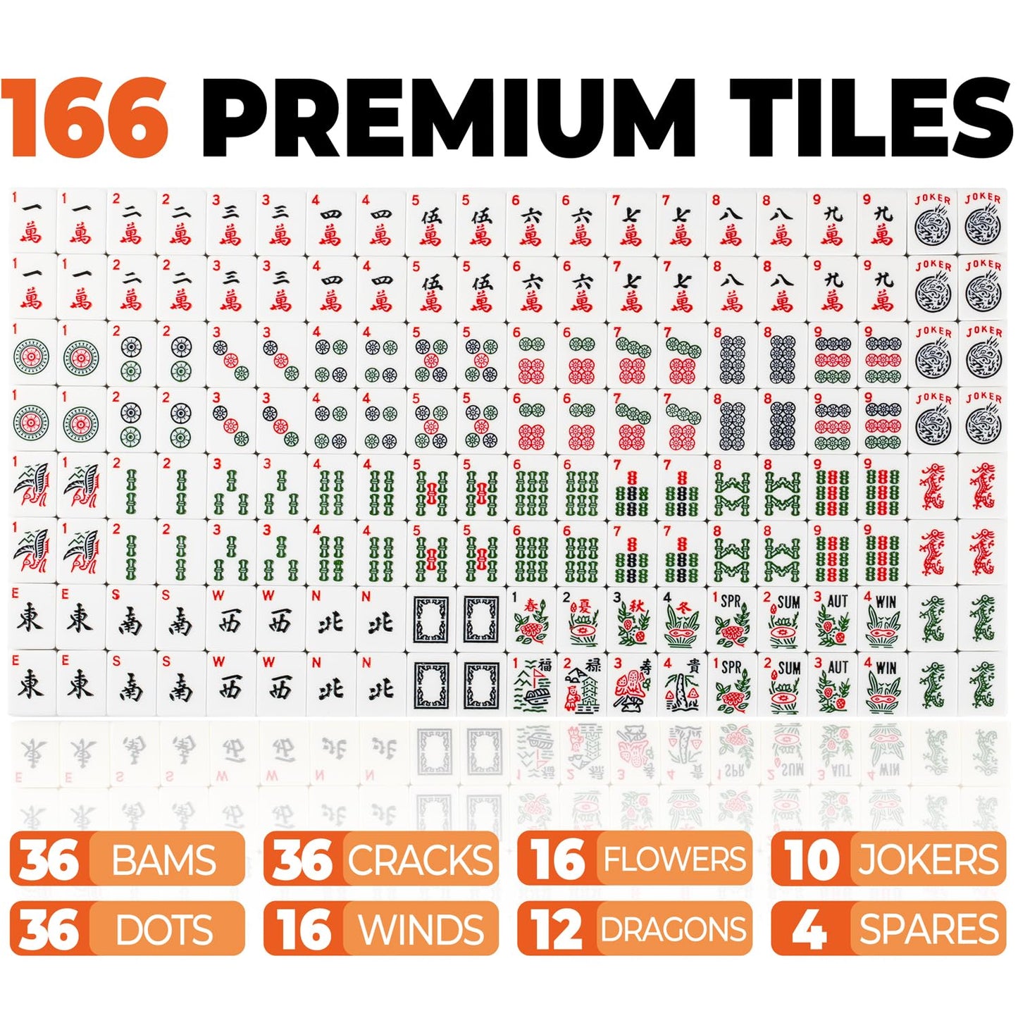 MUTEX American Mahjong Game Set – 166 Tile Premium Mahjong with Travel Orange Bag