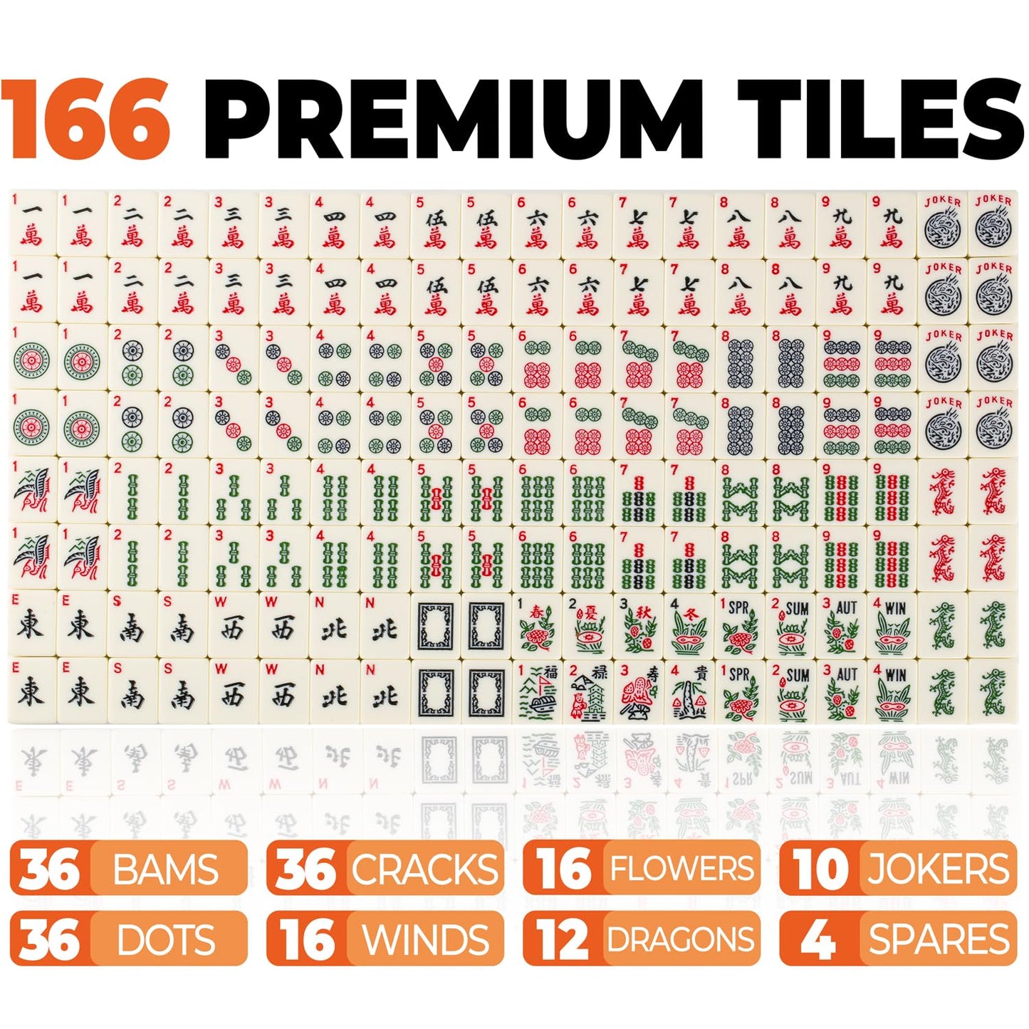 MUTEX American Mahjong Game Set — 166 Premium Tiles, Walnut Racks & Travel Blue Bag