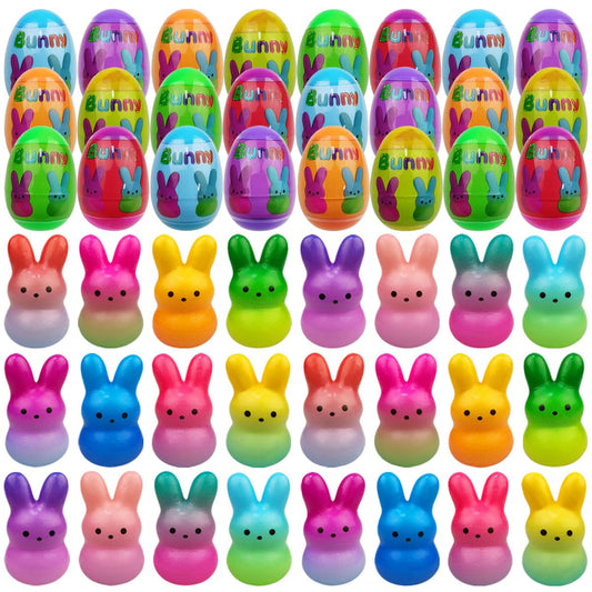 Muyiz 24 Pack Prefilled Easter Eggs with Bunny Slow Rising Squishy Toys