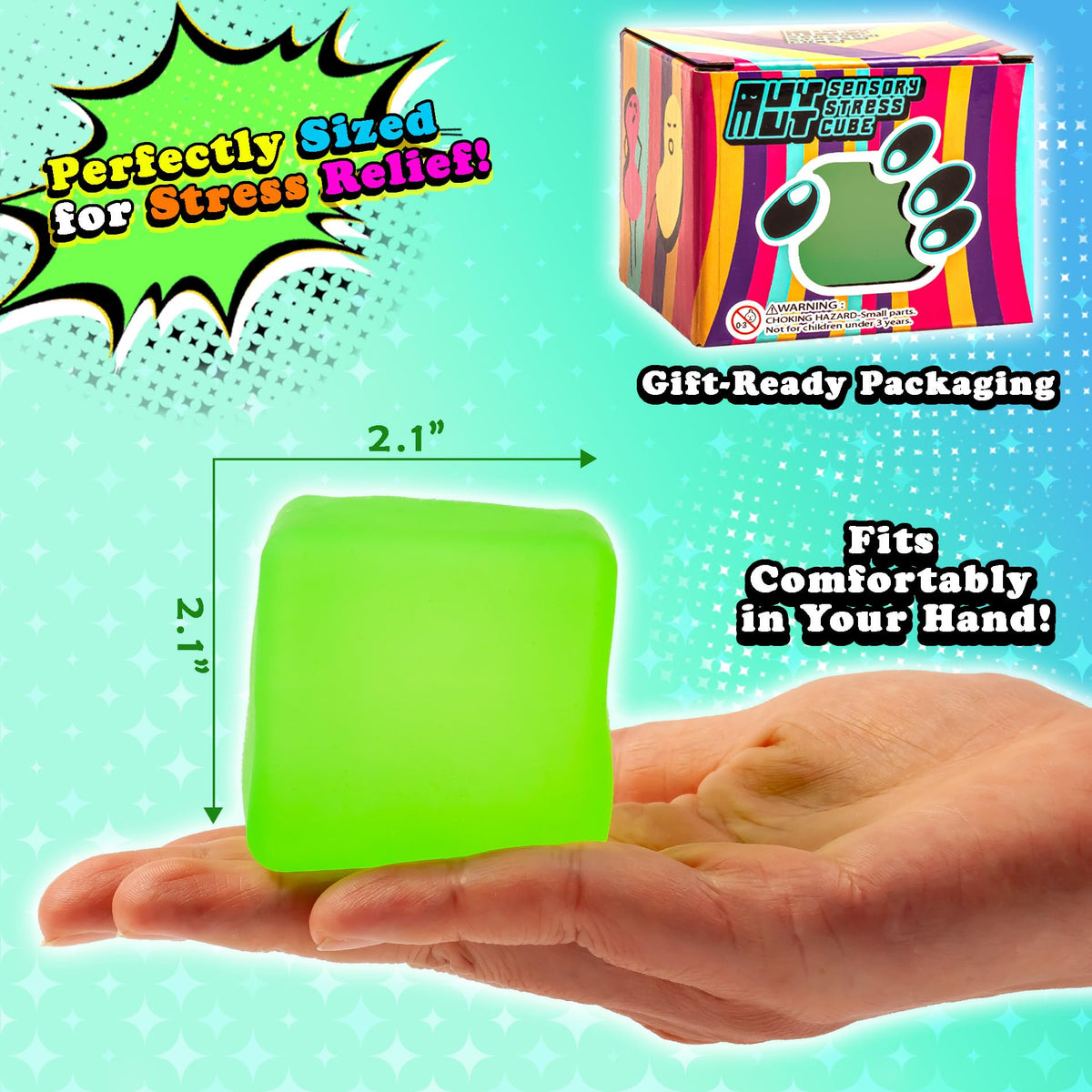 MUYMUT Sensory Stress Cube – High-Density Gel Fidget Toy with Matte Finish (Green) | 1-Pack