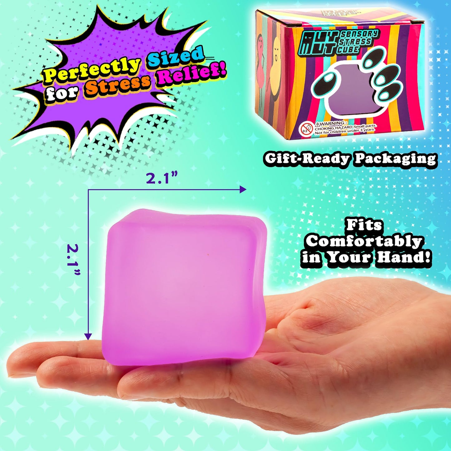 MUYMUT Sensory Stress Cube – High-Density Gel Fidget Toy for Anxiety Relief and Focus (1-Pack, Purple)