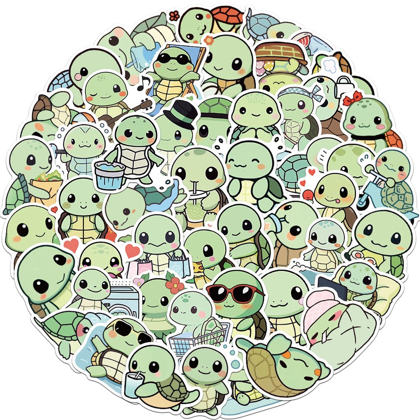 MUZIWAN 50Pcs Animal Stickers – Waterproof Vinyl for Water Bottles, Notebooks & Back-to-School (Tortoise)