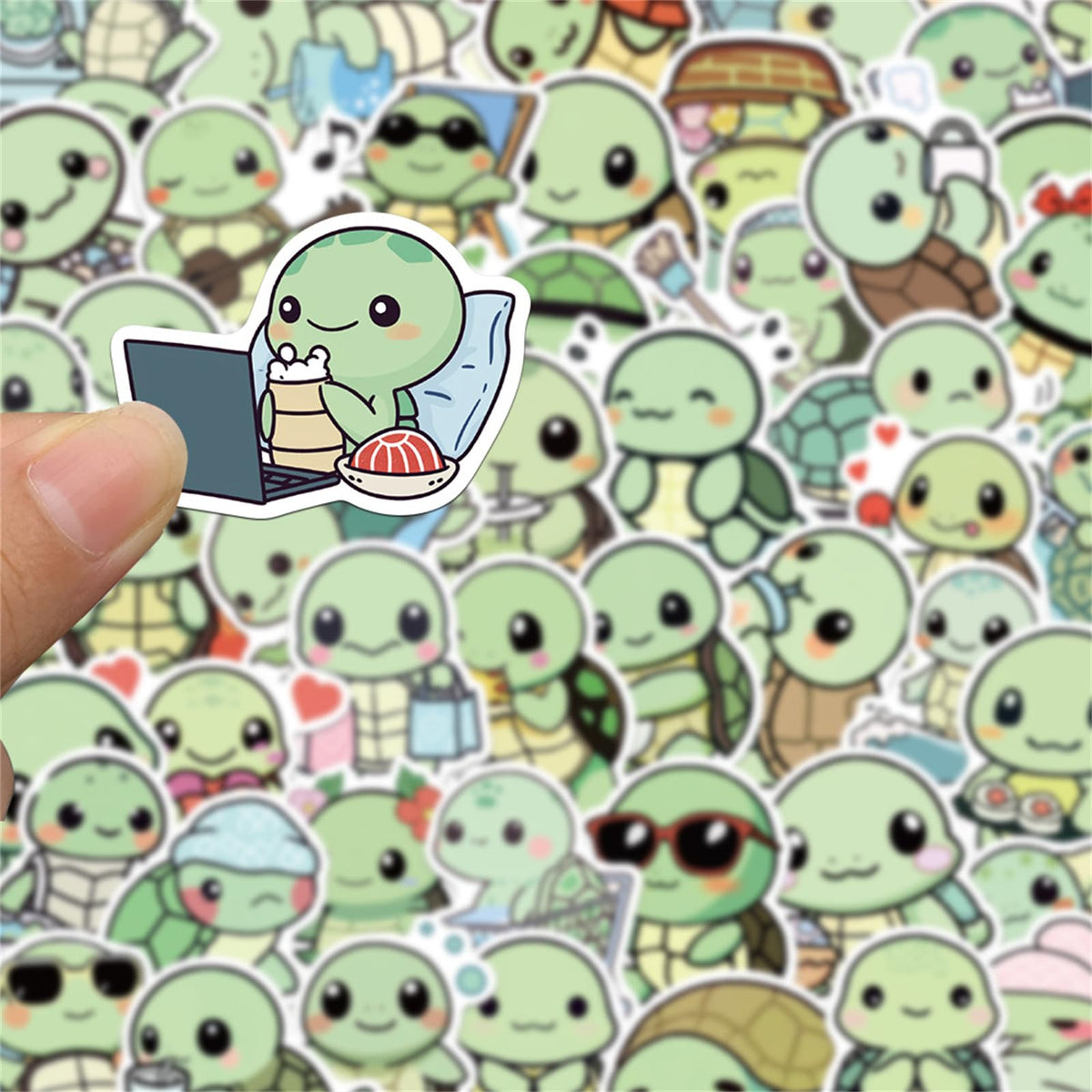 MUZIWAN 50Pcs Animal Stickers – Waterproof Vinyl for Water Bottles, Notebooks & Back-to-School (Tortoise)