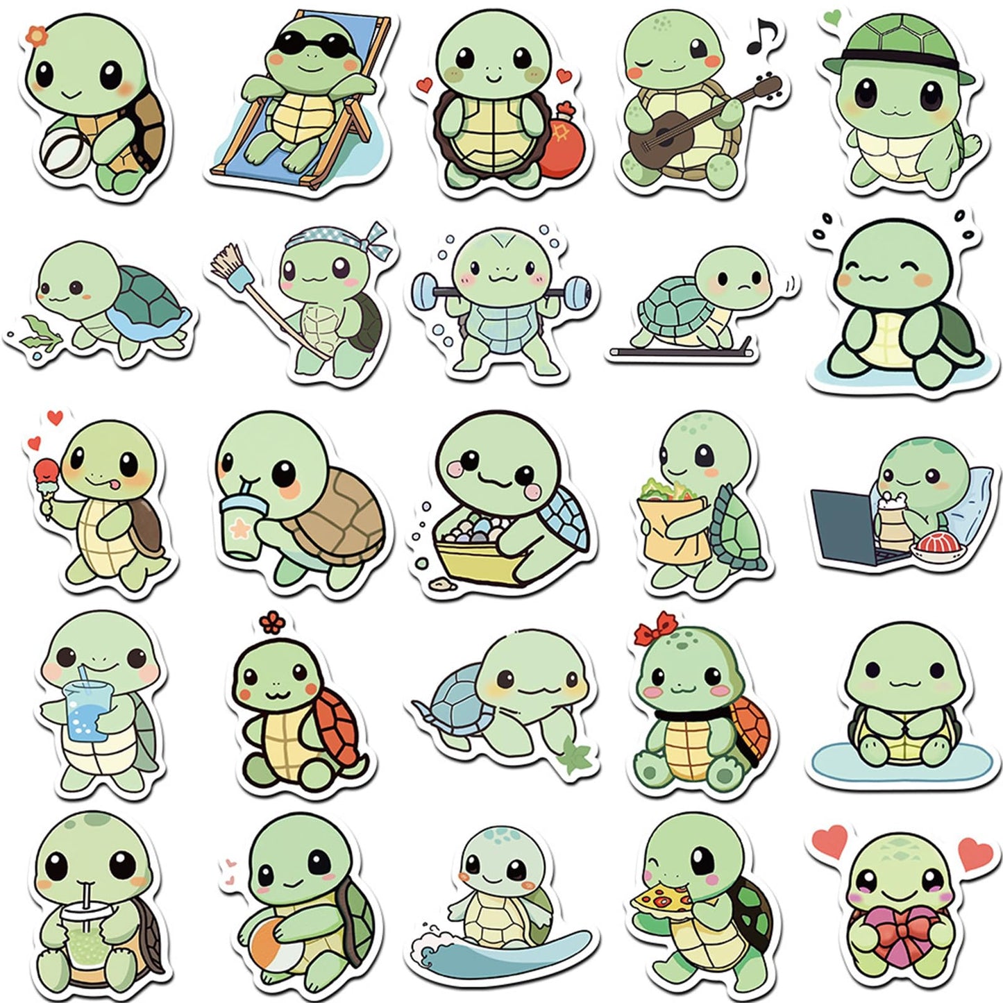 MUZIWAN 50Pcs Animal Stickers – Waterproof Vinyl for Water Bottles, Notebooks & Back-to-School (Tortoise)