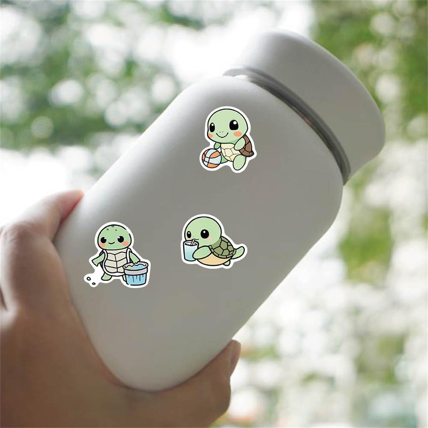 MUZIWAN 50Pcs Animal Stickers – Waterproof Vinyl for Water Bottles, Notebooks & Back-to-School (Tortoise)