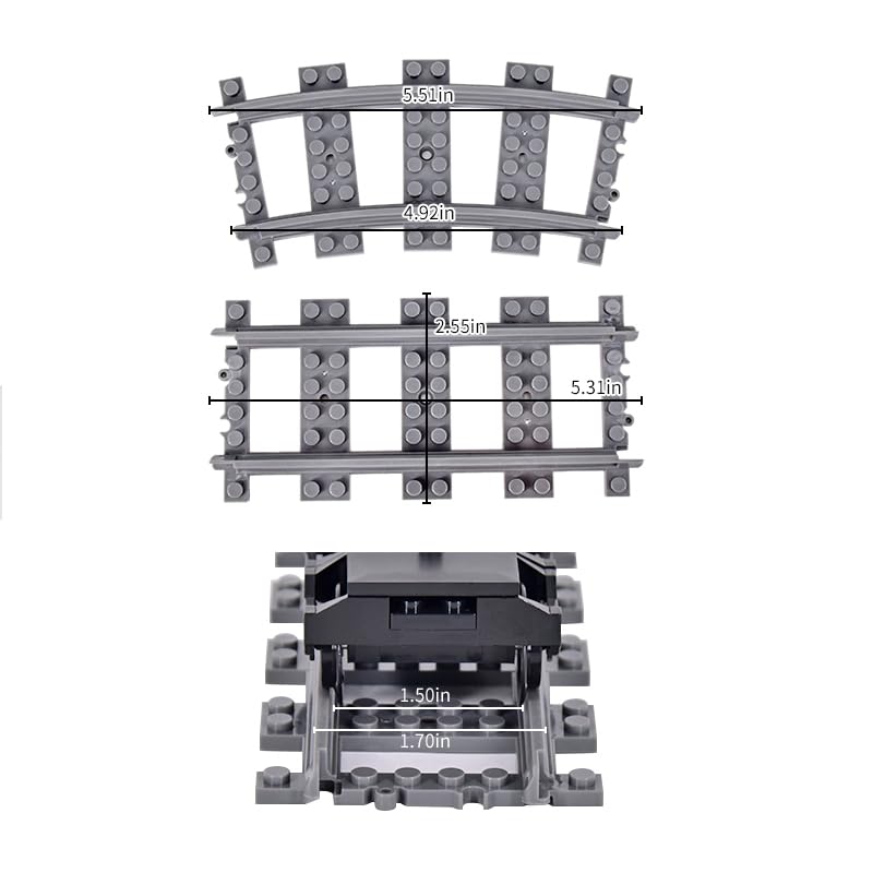 MXIZYDAOY Train City Track Expansion Set - Expand Rails & Cityscapes (Compatible with Major Building Block Brands)
