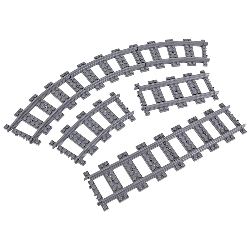 MXIZYDAOY Train City Track Expansion Set - Expand Rails & Cityscapes (Compatible with Major Building Block Brands)