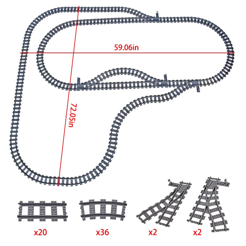 MXIZYDAOY Train City Track Expansion Set - Expand Rails & Cityscapes (Compatible with Major Building Block Brands)