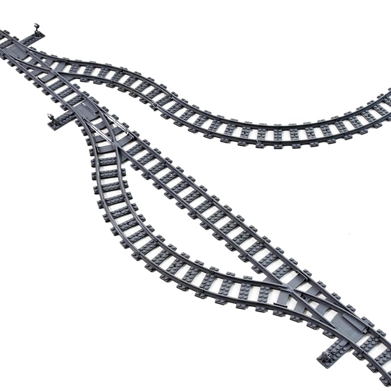 MXIZYDAOY Train City Track Expansion Set - Expand Rails & Cityscapes (Compatible with Major Building Block Brands)