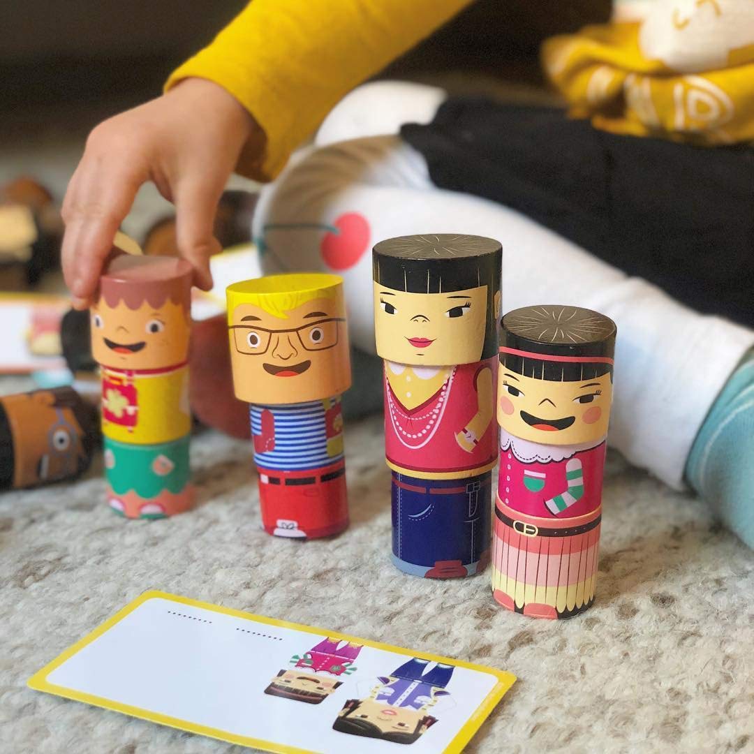 My Family Builders 48-Piece Multiracial Magnetic Wooden Blocks – SEL Toy for Ages 1+