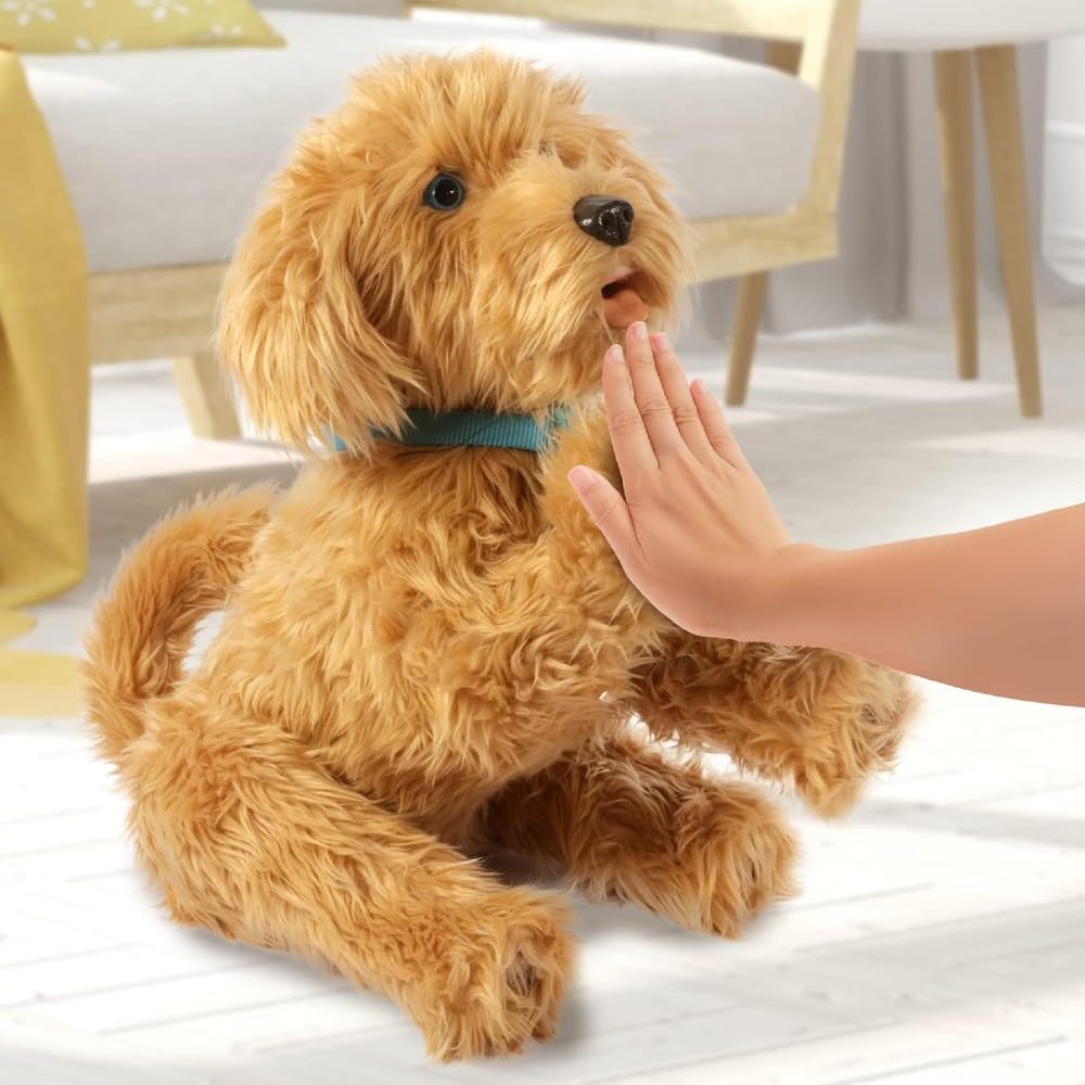 My Fuzzy Friends Moji Interactive Labradoodle – Plush, Lifelike Dog Toy for Kids (Brown)