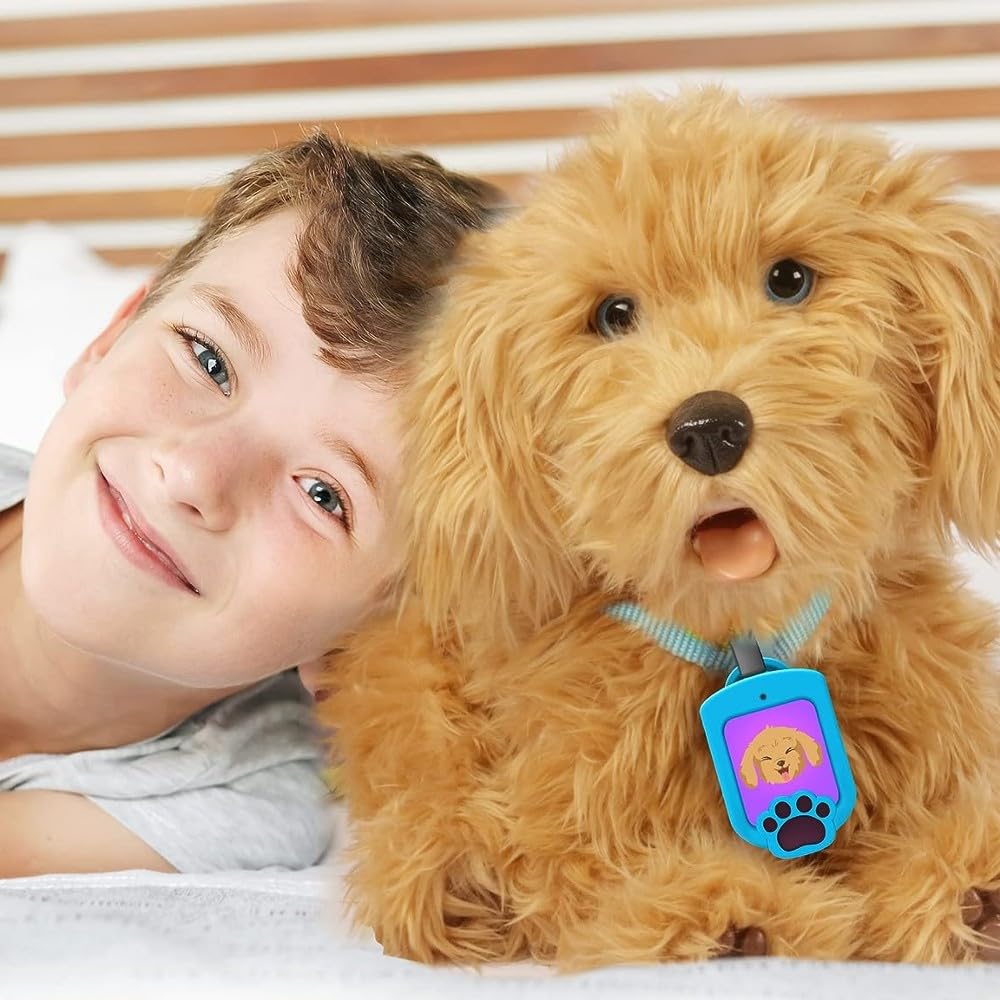 My Fuzzy Friends Moji Interactive Labradoodle – Plush, Lifelike Dog Toy for Kids (Brown)
