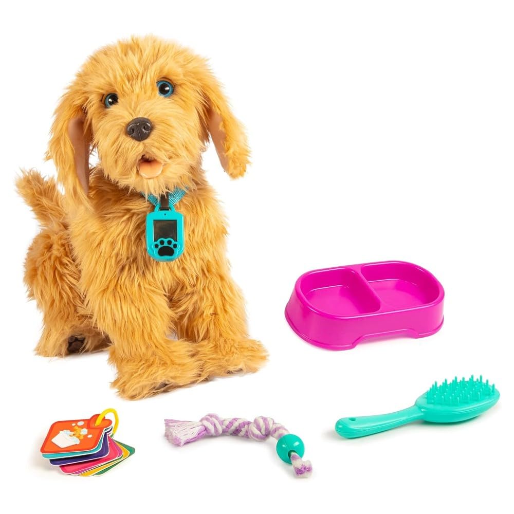 My Fuzzy Friends Moji Interactive Labradoodle – Plush, Lifelike Dog Toy for Kids (Brown)