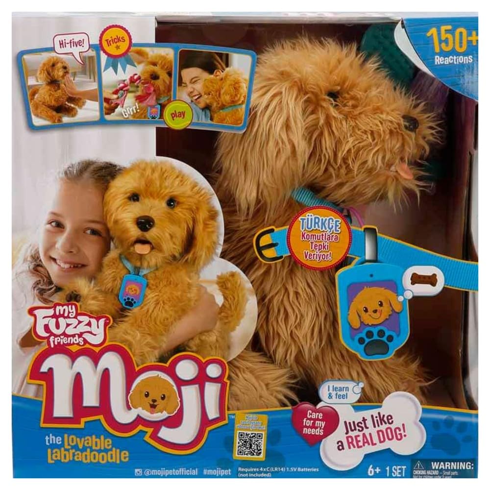 My Fuzzy Friends Moji Interactive Labradoodle – Plush, Lifelike Dog Toy for Kids (Brown)