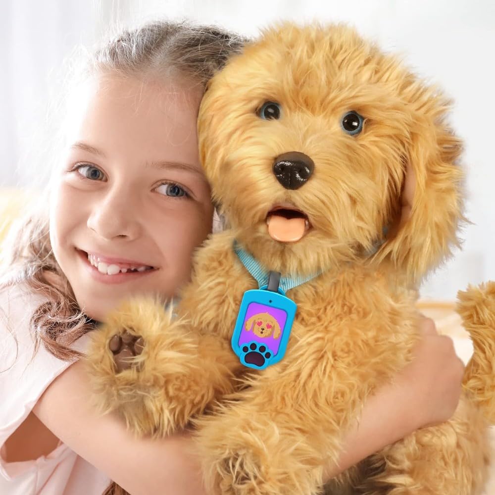 My Fuzzy Friends Moji Interactive Labradoodle – Plush, Lifelike Dog Toy for Kids (Brown)