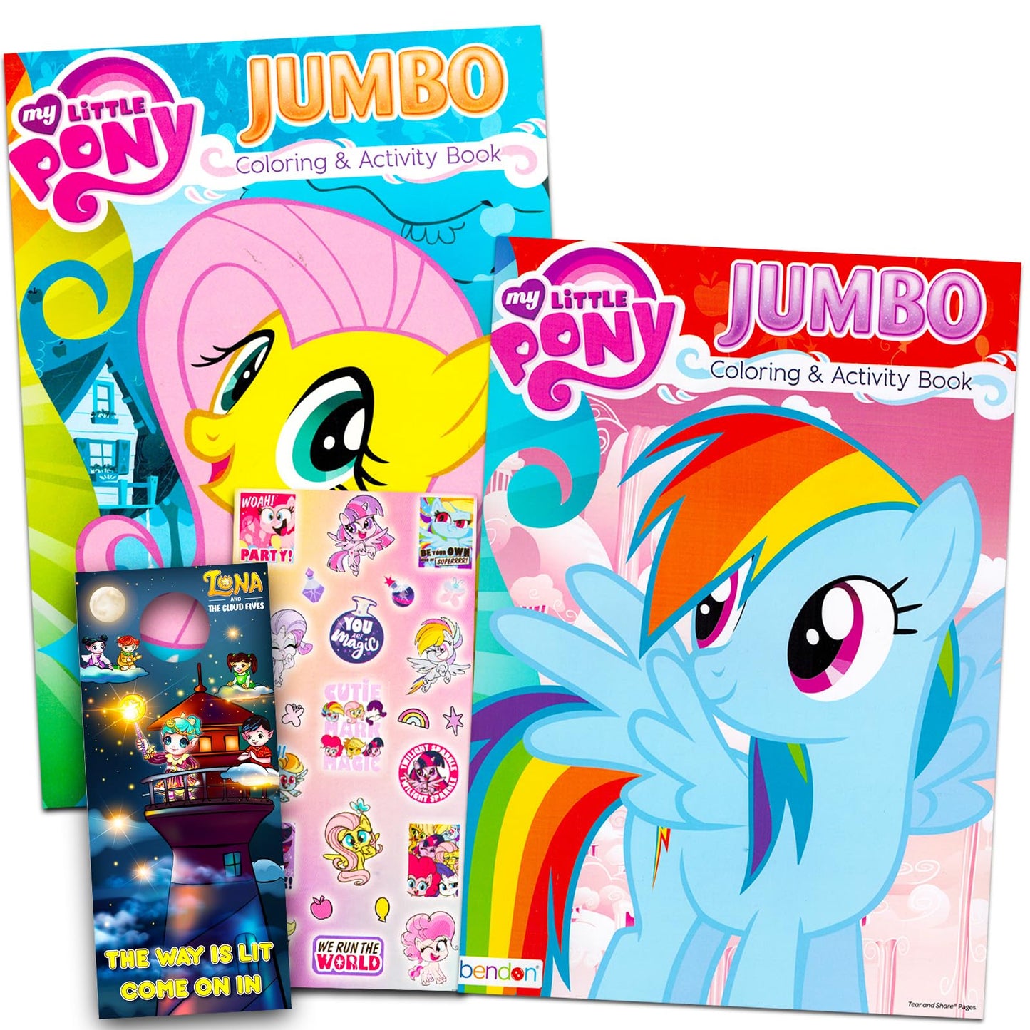 My Little Pony Coloring Book Bundle with Stickers – 2 Jumbo Books Featuring Rainbow Dash, Fluttershy & Pinkie Pie