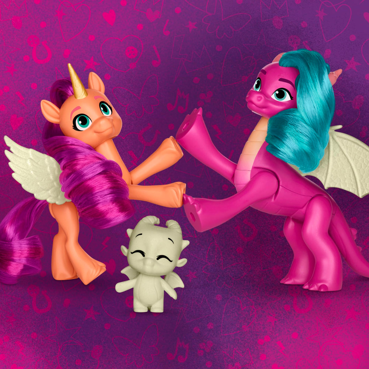 My Little Pony Dragon Light Reveal 3-Pack – Glow-in-the-Dark 3-Inch Dolls for Ages 4+