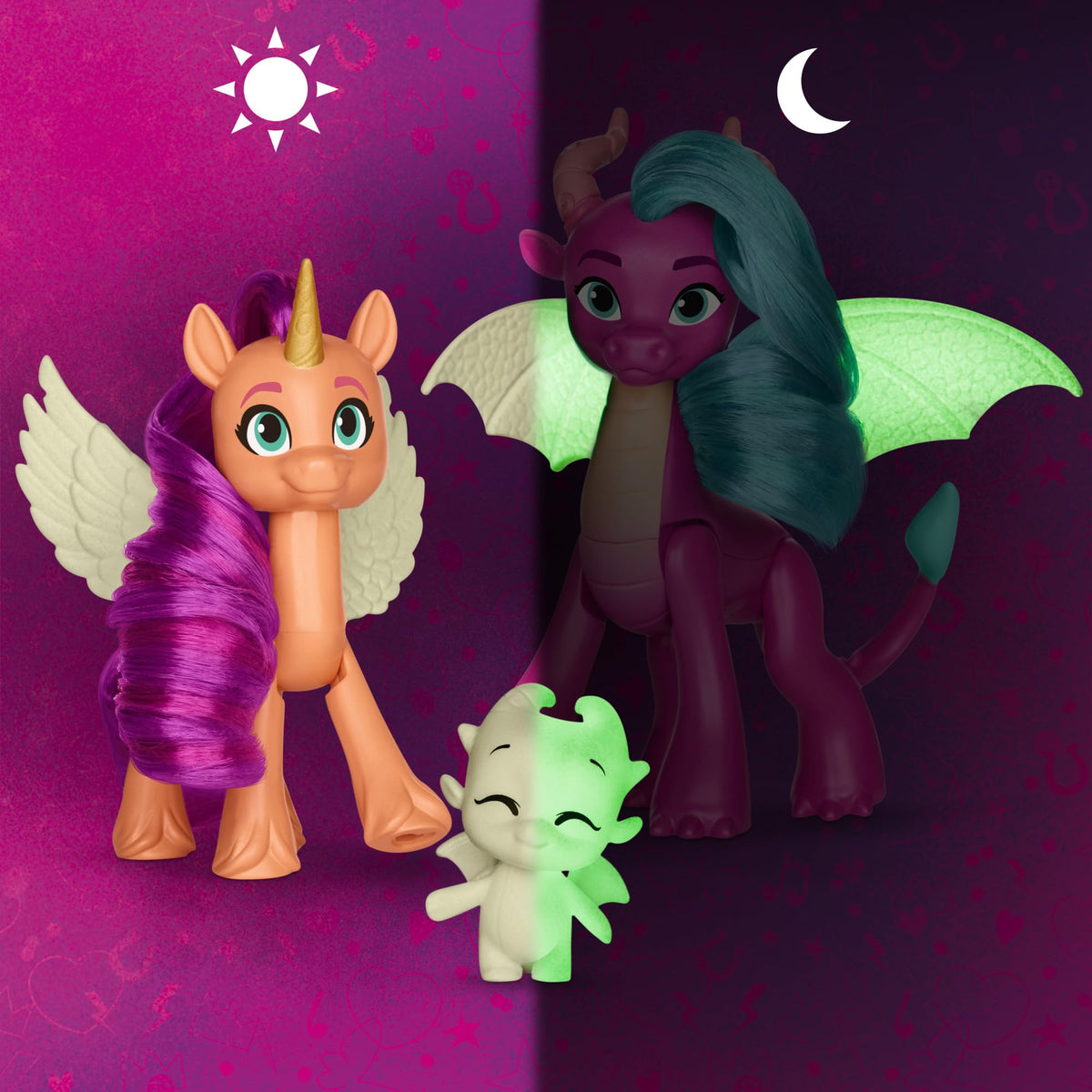 My Little Pony Dragon Light Reveal 3-Pack – Glow-in-the-Dark 3-Inch Dolls for Ages 4+