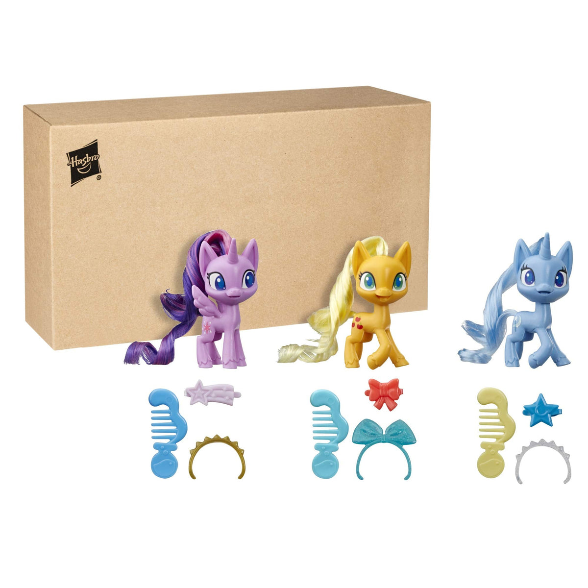 My Little Pony Potion Pony 3-Pack: Twilight Sparkle, Applejack & Trixie Lulamoon with 15 Hair Accessories