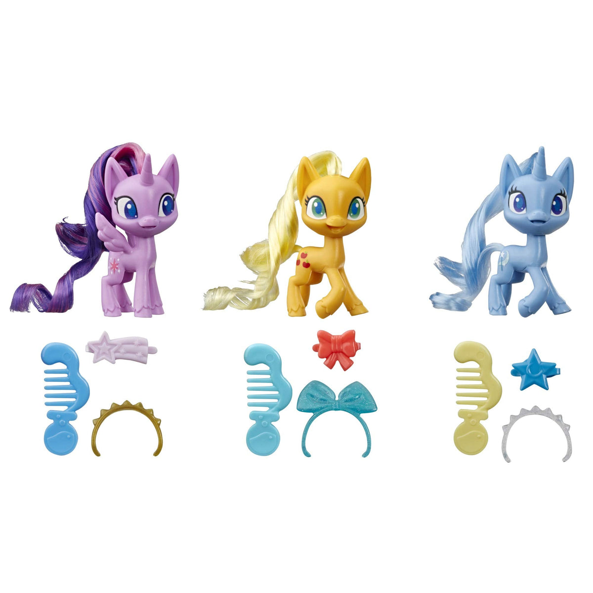 My Little Pony Potion Pony 3-Pack: Twilight Sparkle, Applejack & Trixie Lulamoon with 15 Hair Accessories