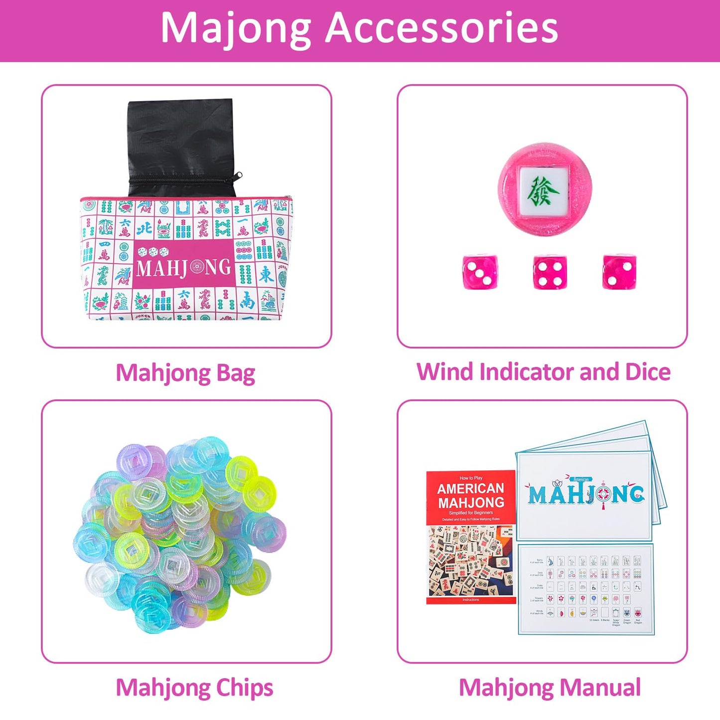 My Mahjong Trove 160 Engraved American Mahjong Set with Carrying Bag – 1.2” Tiles