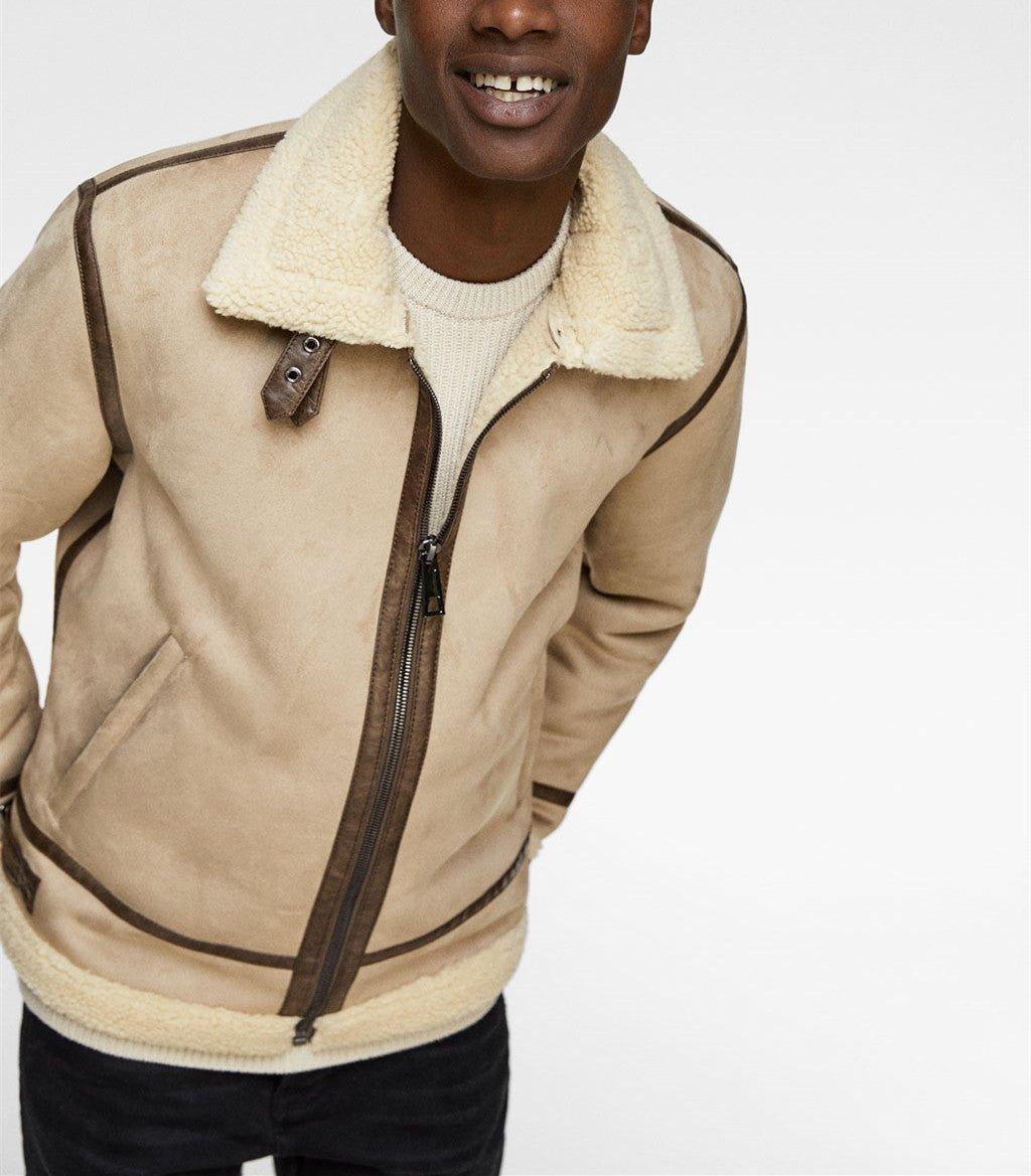 Suede Lapel Jacket – Soft Winter Coat with Casual Elegance in Solid Colors
