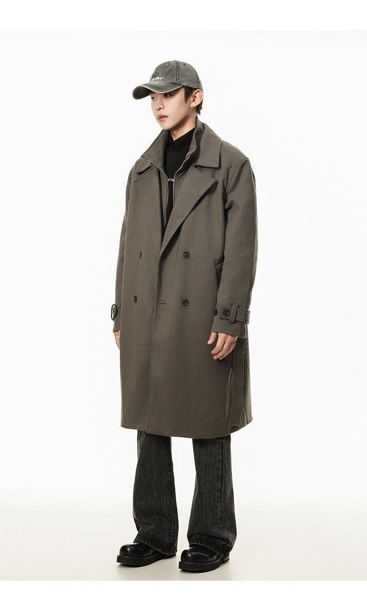 Double Breasted Men's Over the Knee Trench Coat