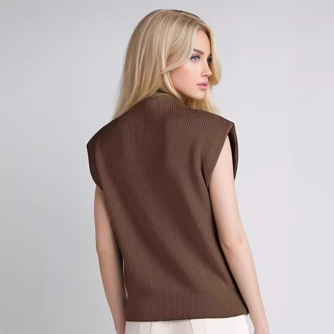 Turtleneck Vest Sweater – Abstract Pattern