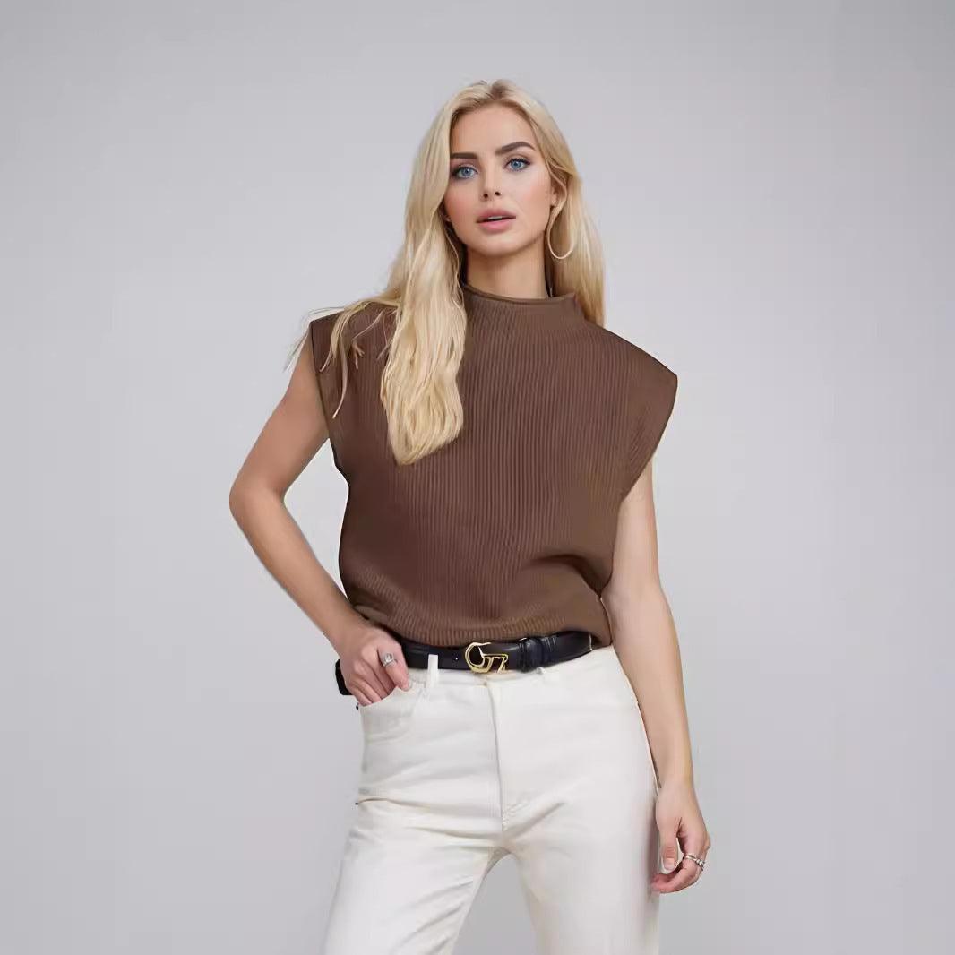 Turtleneck Vest Sweater – Abstract Pattern