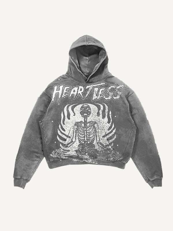 3D Skull Print Colorblock Hoodie