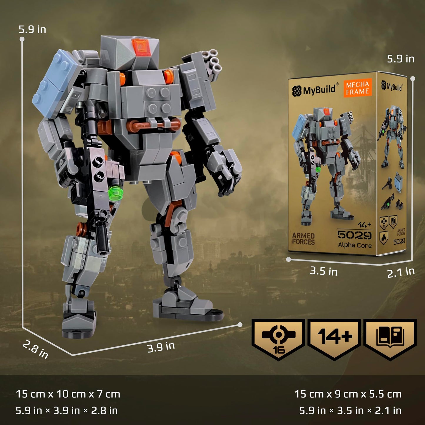 MyBuild Armed Forces Alpha Core 5029 – Versatile Modular Tactical Mech (Ages 14+)